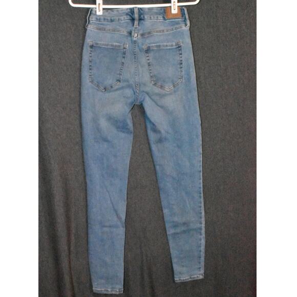 Aeropostale High Rise Curvy Jegging Women's 2 Distressed Ripped Denim Jeans Blue - Picture 3 of 9